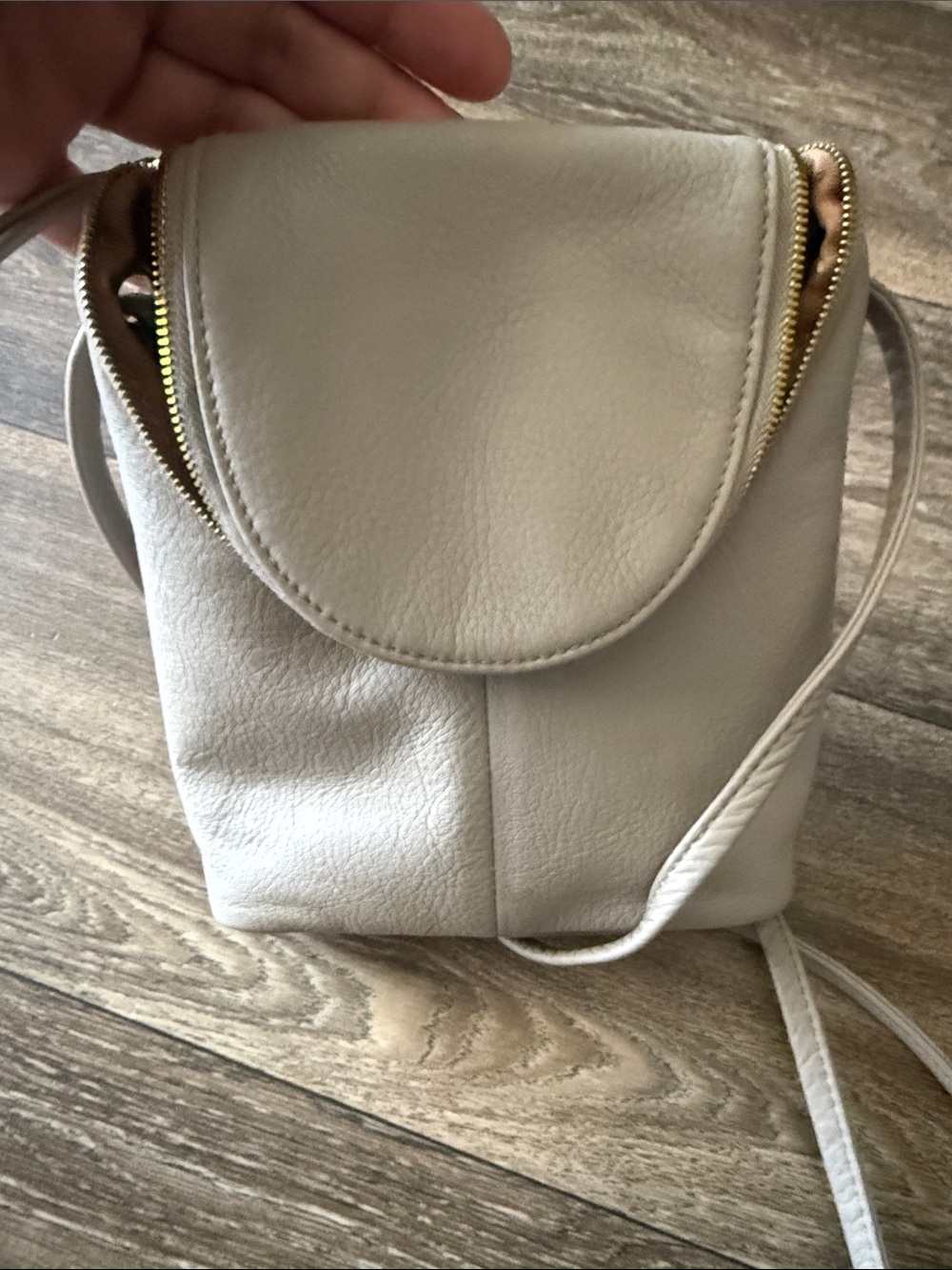Women’s Small Crossbody Bag in Nude Color- Minimal Leather Shoulder Purse